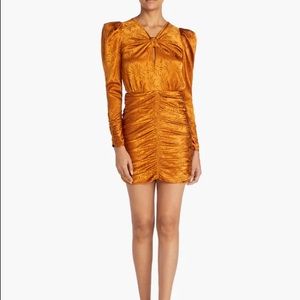 Ronny Kobo Flora Ruched Puff-Sleeve Dress